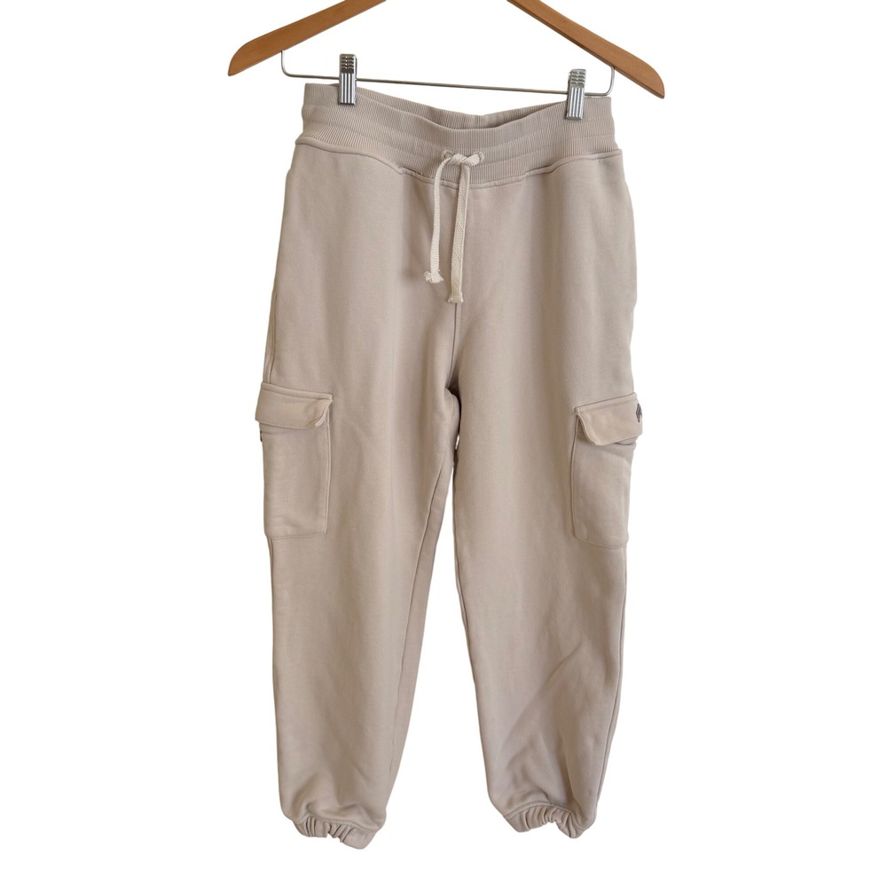Oner Active Beige Cargo Sweatpants Joggers Womens Size Medium‎ Fleece Lined